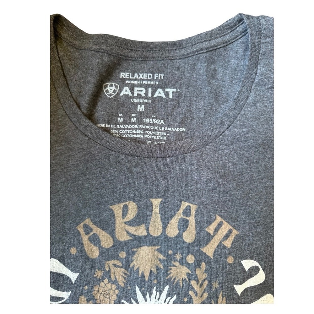 Ariat International Womens Relaxed Fit Graphic T-Shirt Gray Sun Cactus Medium - Picture 3 of 5